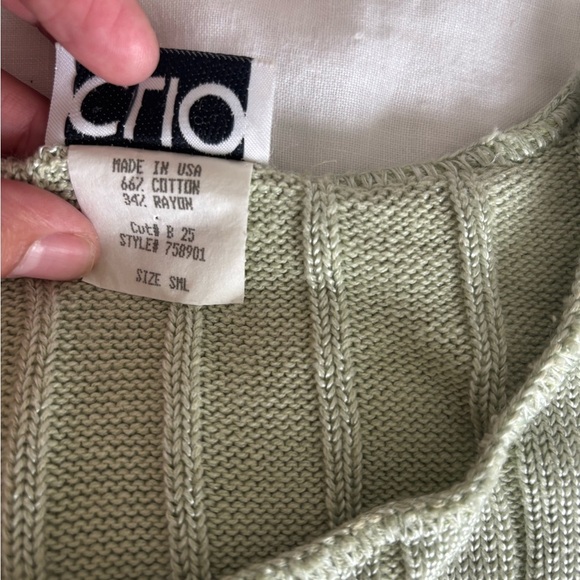 Clio Sage Seagram Green Short Sleeve Knit 90s Y2K sweater Short Sleeve Top - Picture 4 of 6